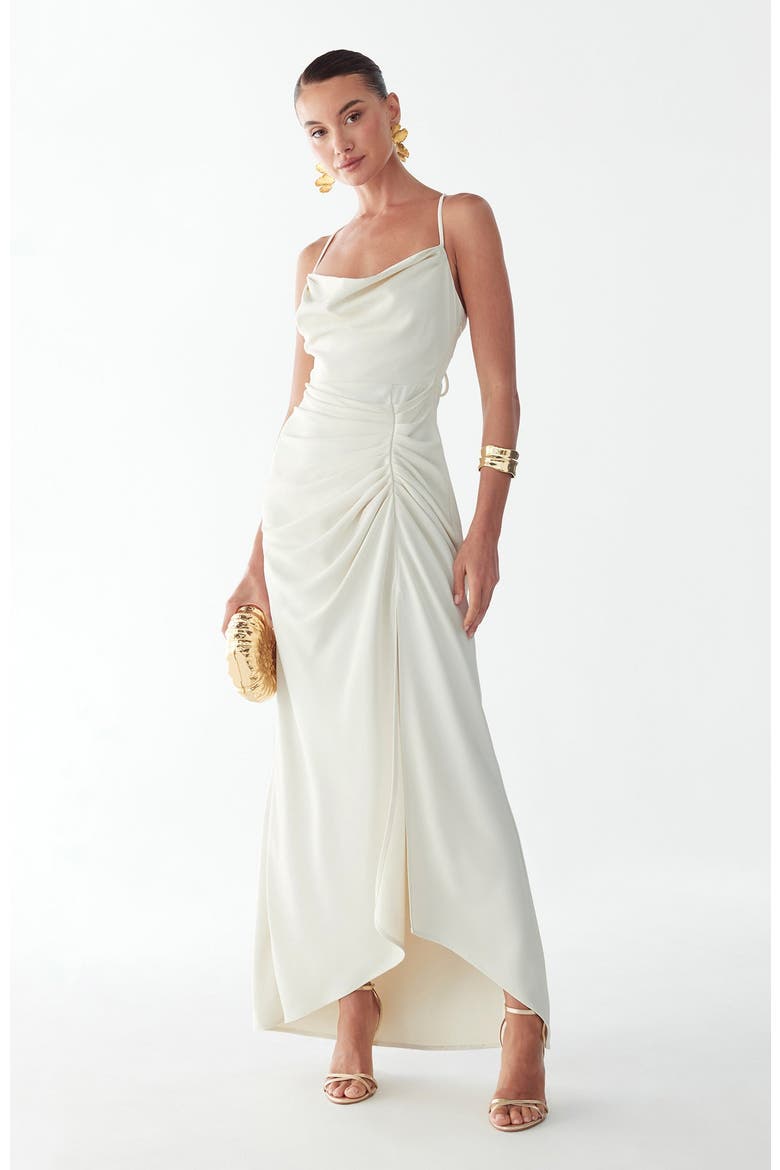 Eliza Draped Maxi Dress, Alternate, color, Off White