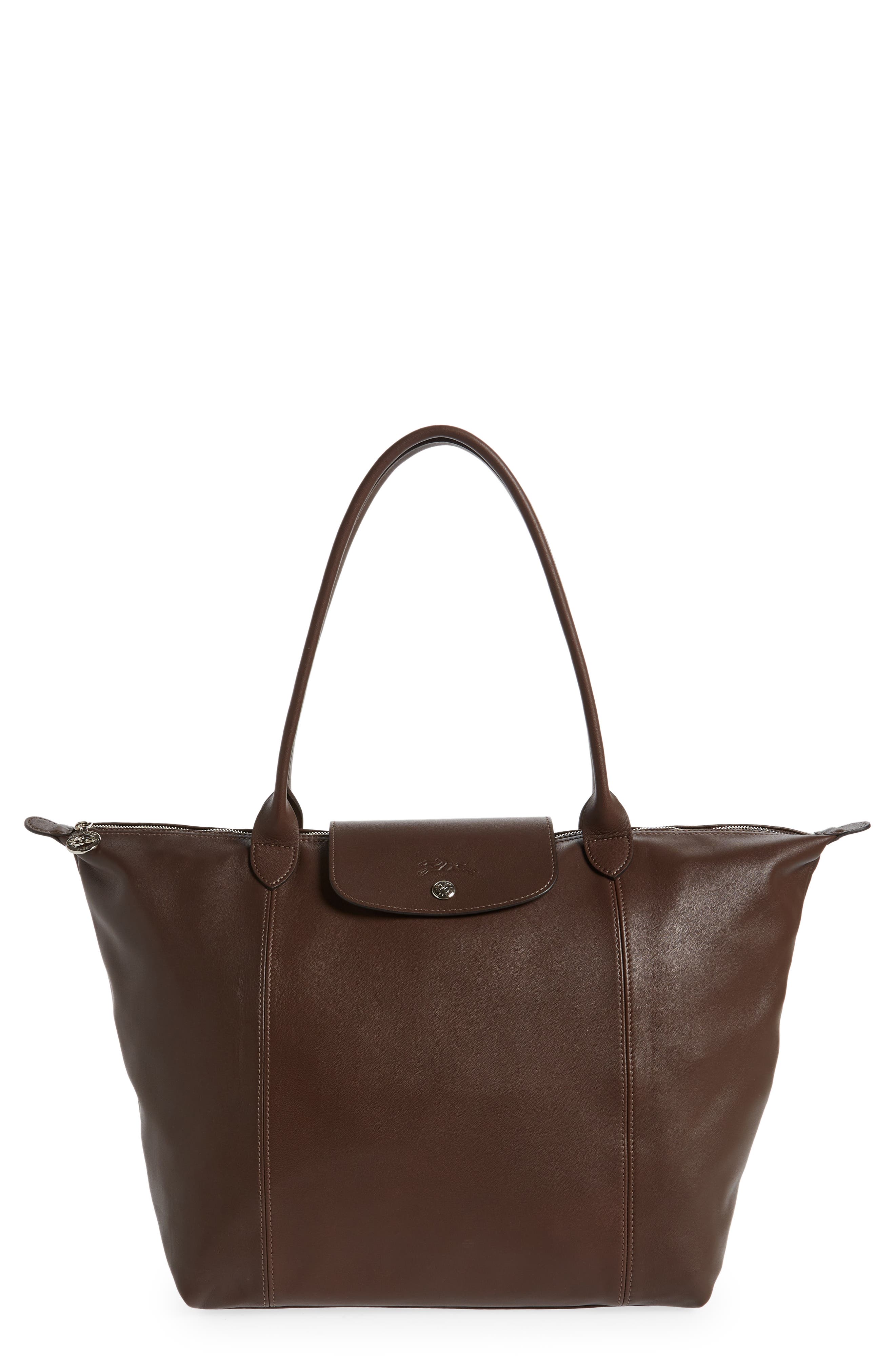 Le Pliage Cuir Leather Tote (Nordstrom Exclusive), Main, color, TERRA