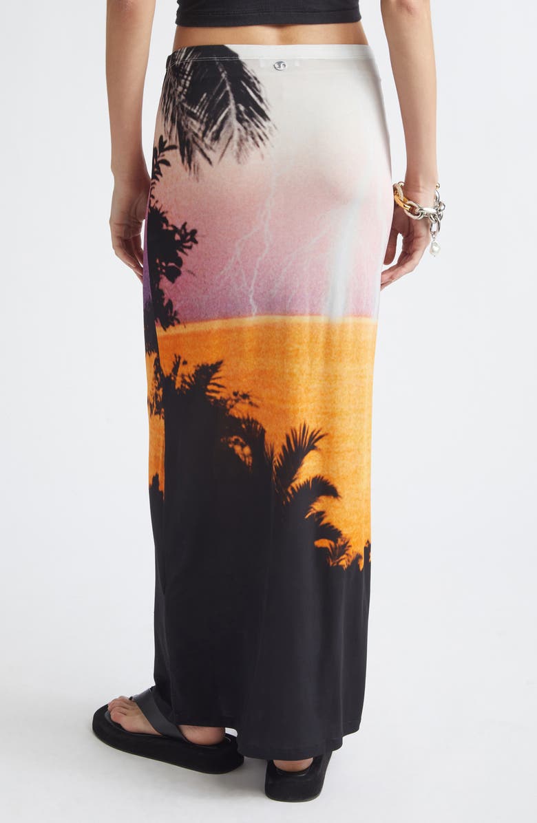 Rabanne Thunderstorm Print Jersey Maxi Skirt, Alternate, color, Big Lightening Orange/ Pi