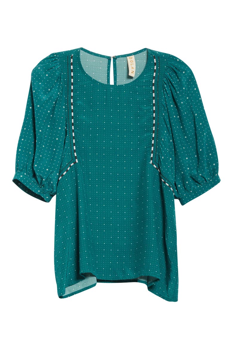 Wynonna Foulard Short Sleeve Blouse, Alternate, color, TEAL FOULARD MIX