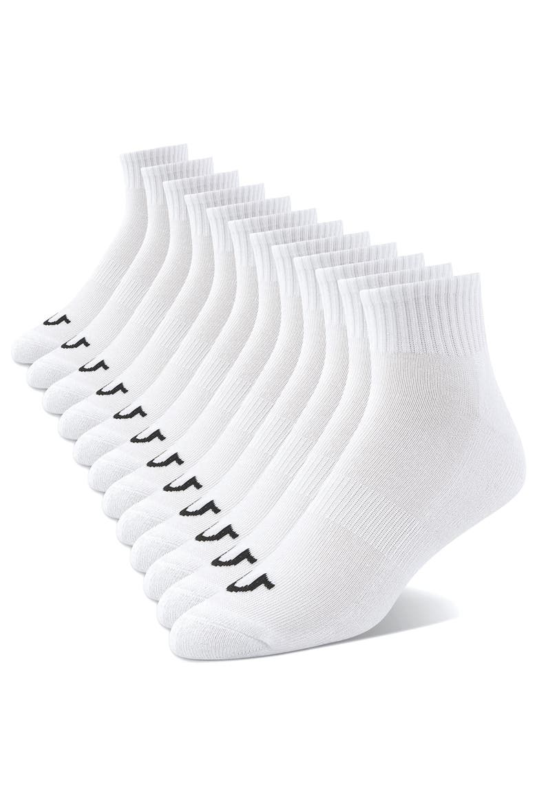 Mens Socks Ankle Socks for Men 6 & 12 Pairs Quarter Premium Athletic Shoe Size 8-12, Alternate, color, White