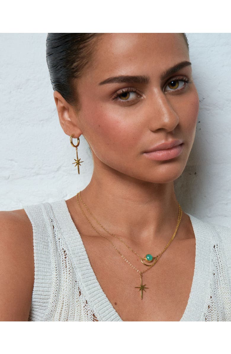 Ottoman Hands Northern Star Hoop Earrings, Alternate, color, Brass