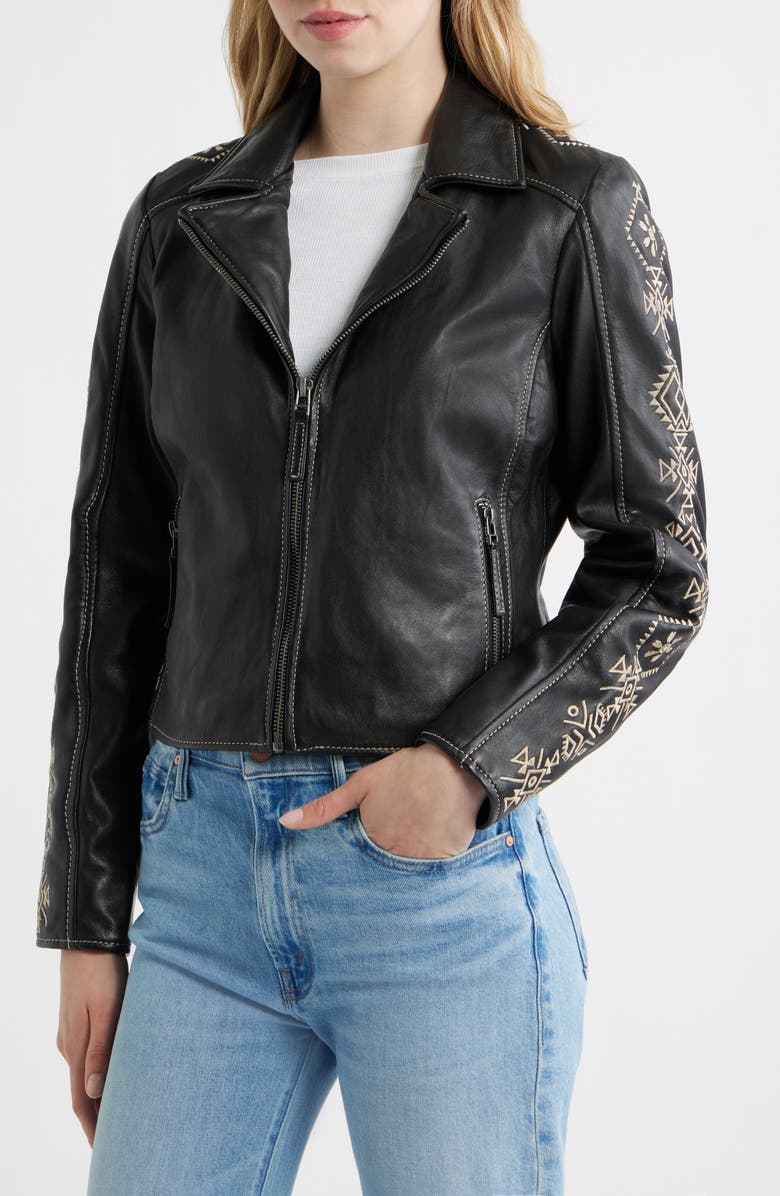 MAURITIUS Cora Leather Jacket, Alternate, color, Black