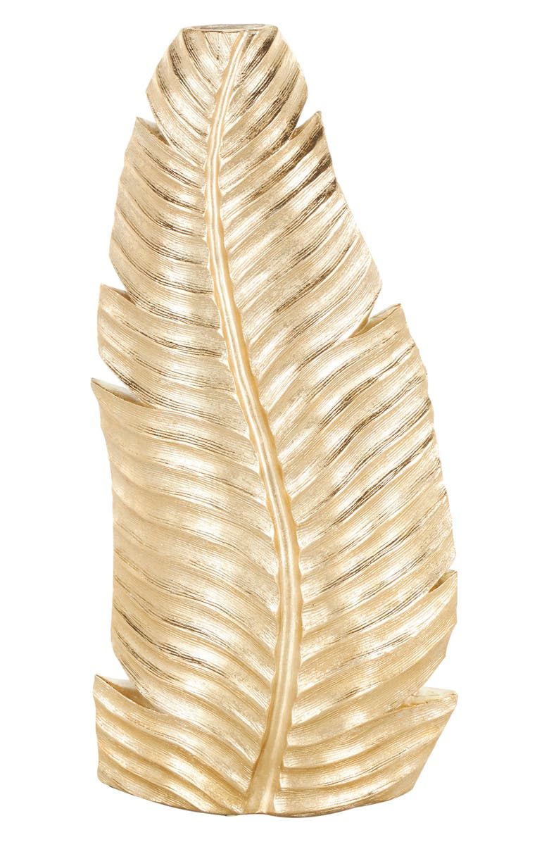 VIVIAN LUNE HOME Golden Leaf Vase, Alternate, color, Gold