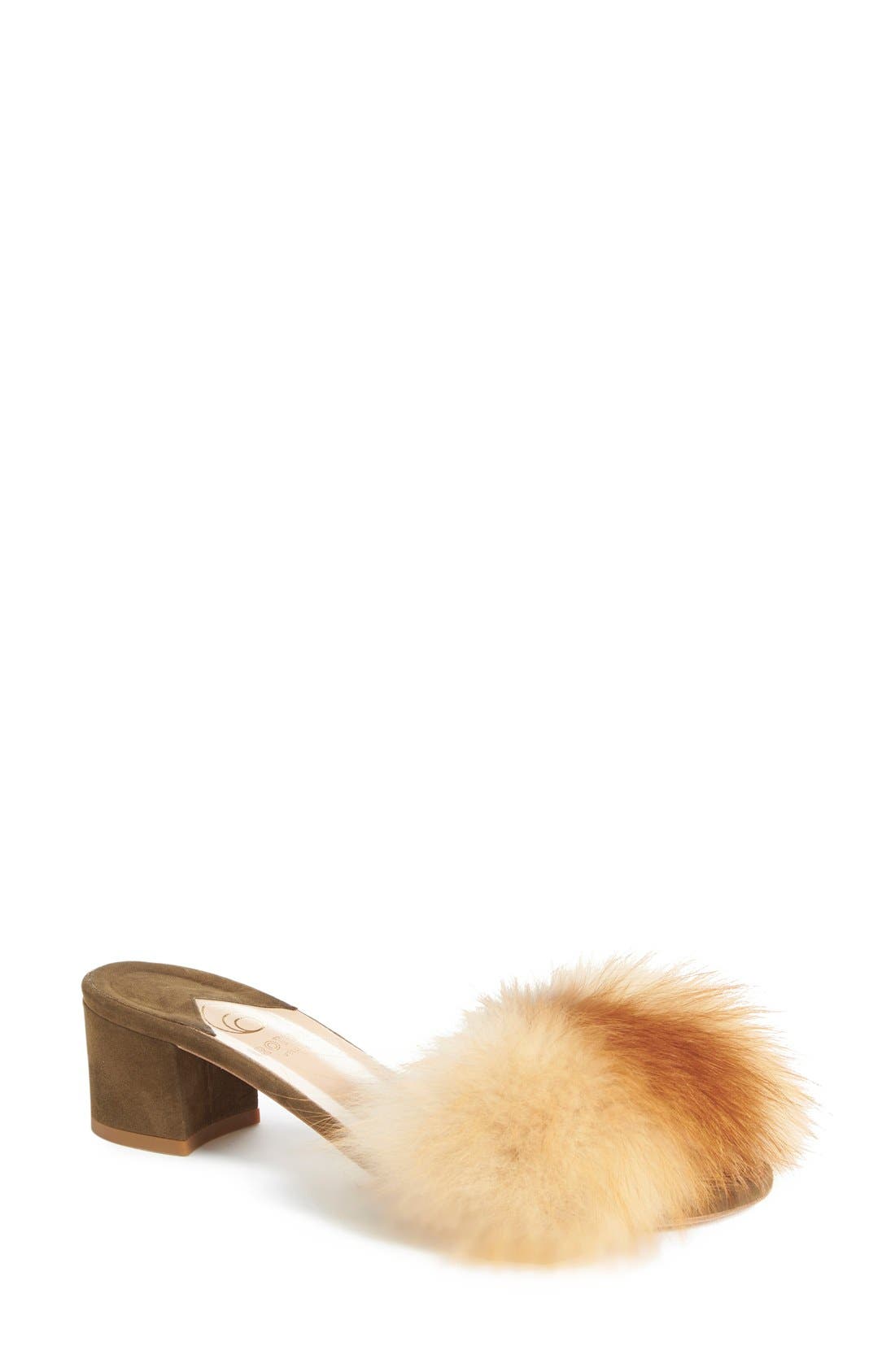 Brother Vellies 'Tufted' Genuine Fox Fur Slide Sandal, Main, color, 