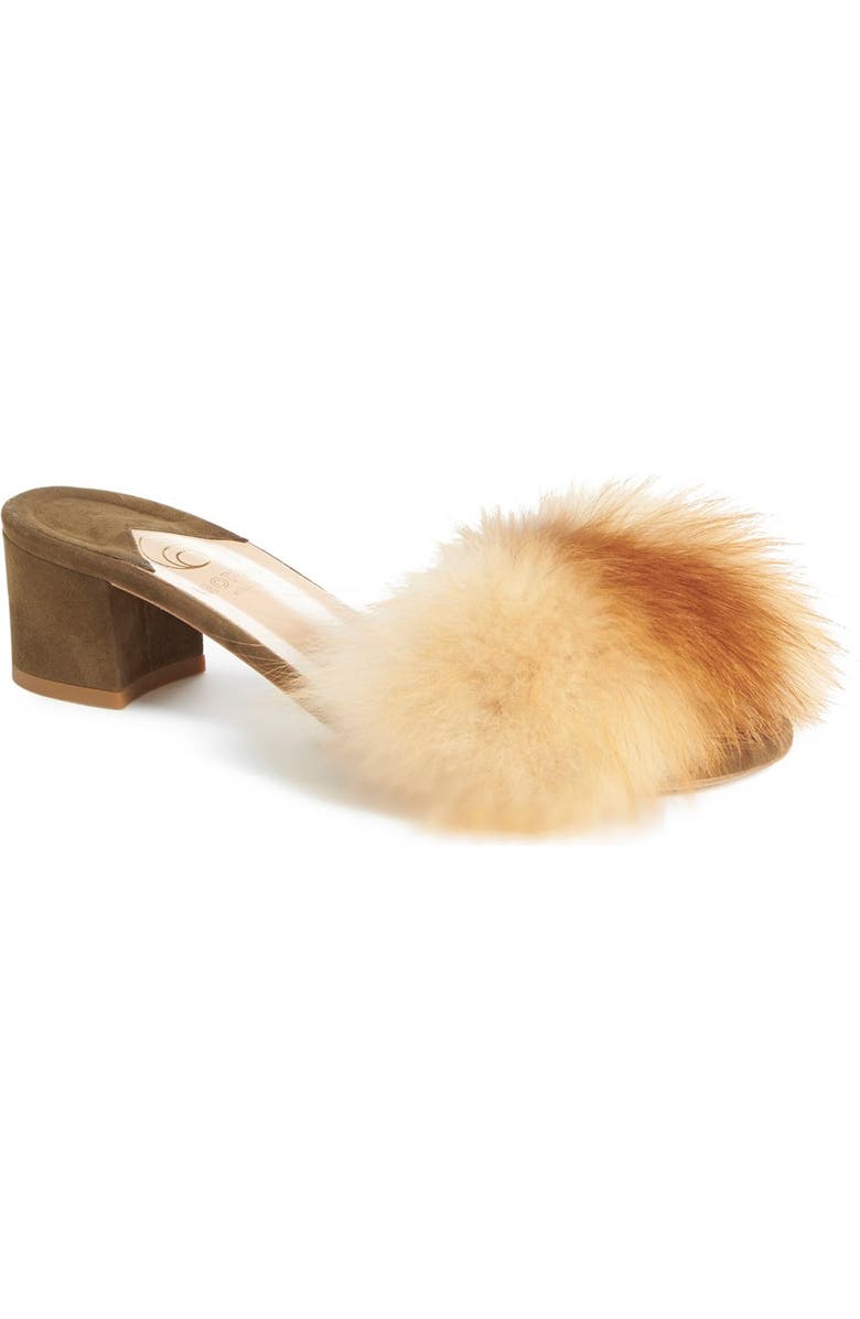 Brother Vellies 'Tufted' Genuine Fox Fur Slide Sandal, Main, color,