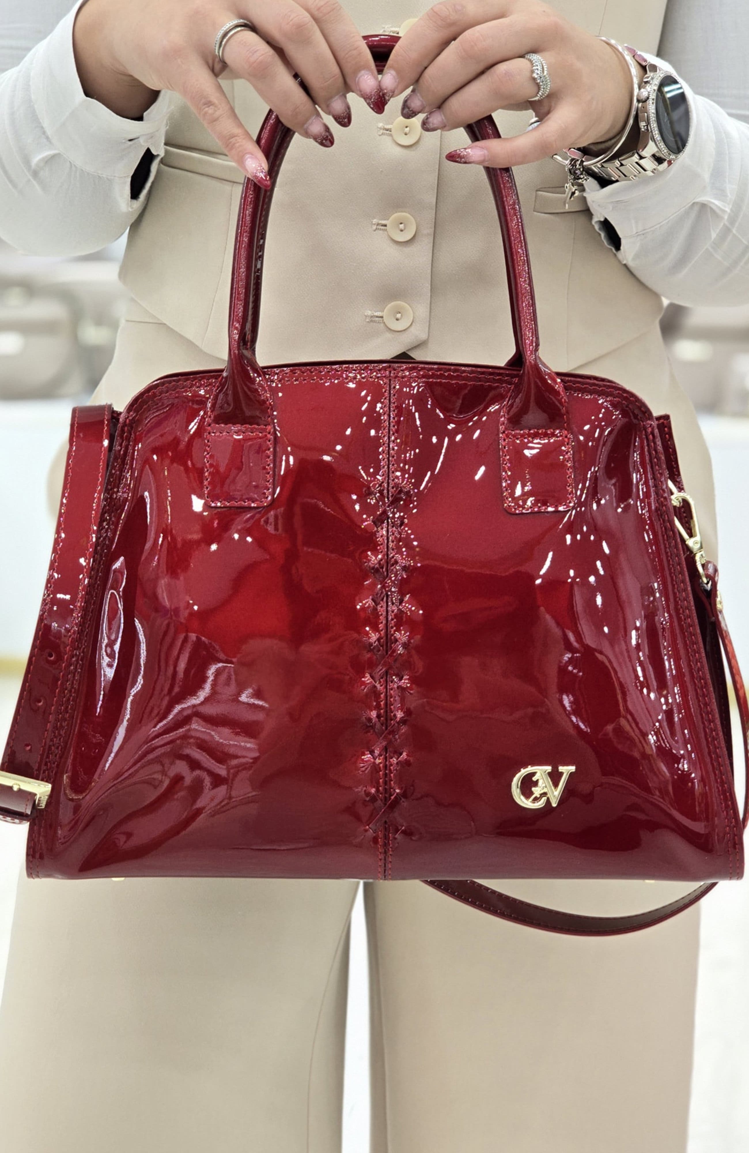 Midnight Rouge 624 Limited Edition Patent Leather Handbag, Alternate, color, Red