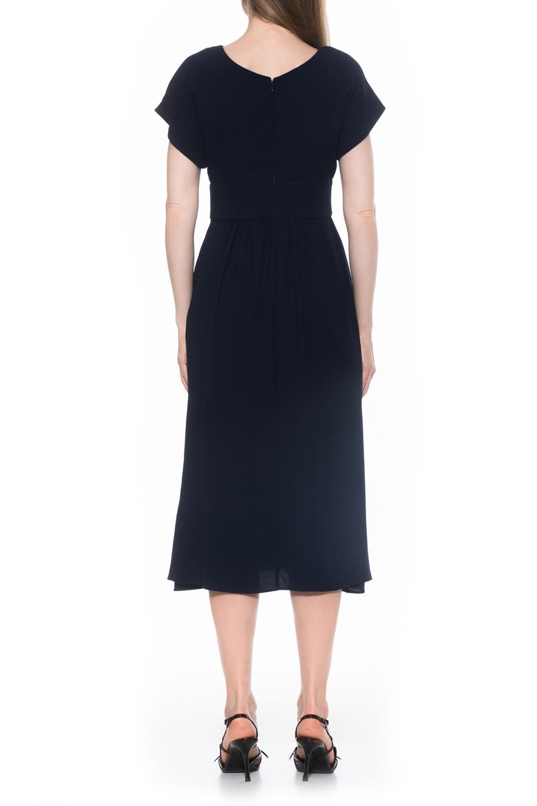 Ava Short Sleeve Fit & Flare Midi Dress, Alternate, color, NAVY