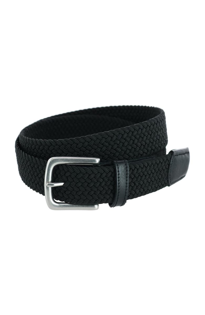 Trafalgar Riverside Solid Stretch Weave Belt, Main, color, Black