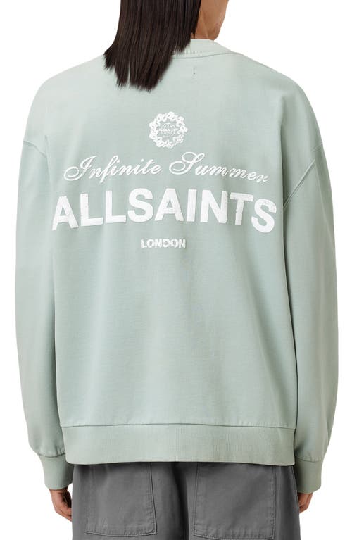 Allsaints Soleil Crew Oversized Cropped Sweatshirt In Slate Green