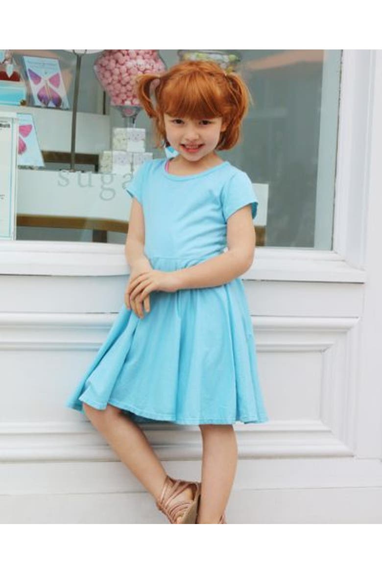 Baby Girls 100% Cotton Jersey Short SleeveTwirly Skater Dress, Alternate, color, Deep Purple