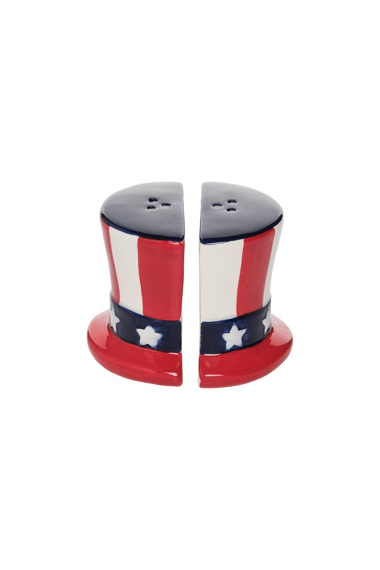 Patriotic Stars & Stripes Flag Ceramic Salt & Pepper Shaker Set of 2, Main, color, Blue