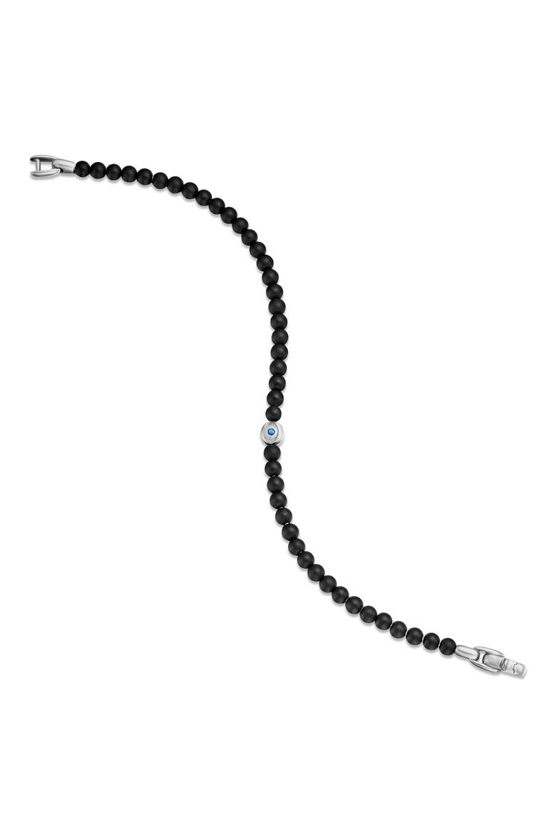 Men's Spiritual Beads Evil Eye Bracelet with Black Onyx and Sapphire, Alternate, color, BLACK ONYX