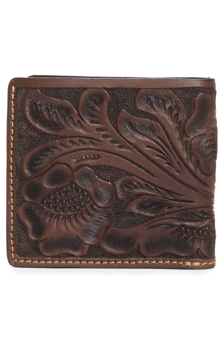 Double RL Hand Tooled Leather Wallet, Alternate, color, Brown