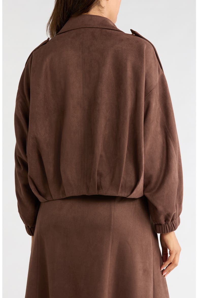 Faux Suede Bomber Jacket, Alternate, color, COFFEE BEAN