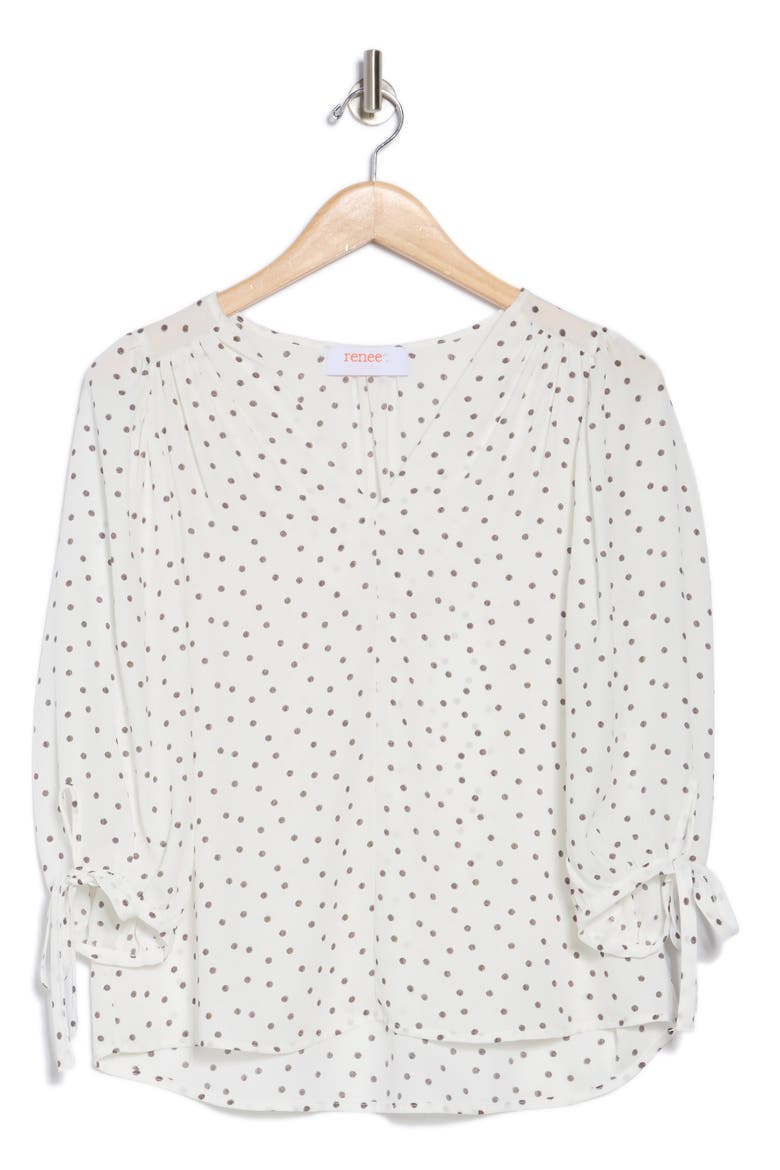 Polka Dot Top, Alternate, color, IVORY
