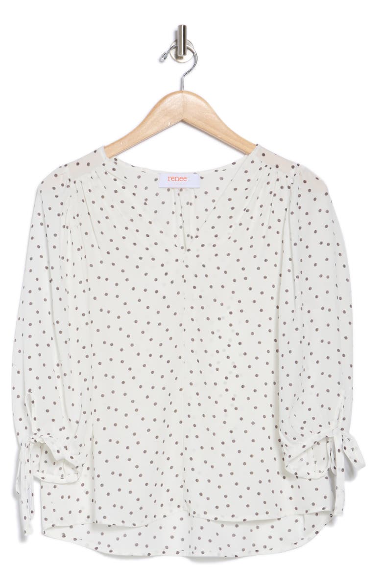Renee C Polka Dot Top, Alternate, color, Ivory