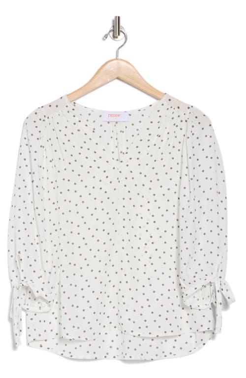 Renee C Polka Dot Top In Ivory