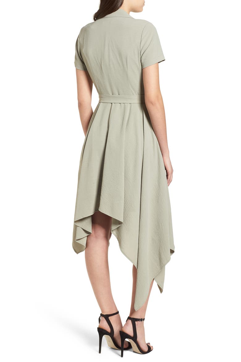 Chriselle x J.O.A. Asymmetrical Trench Dress, Alternate, color, SAGE