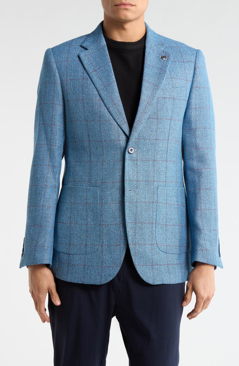 T.R. PREMIUM Slim Fit Two Button Blazer, Main, color, Blue