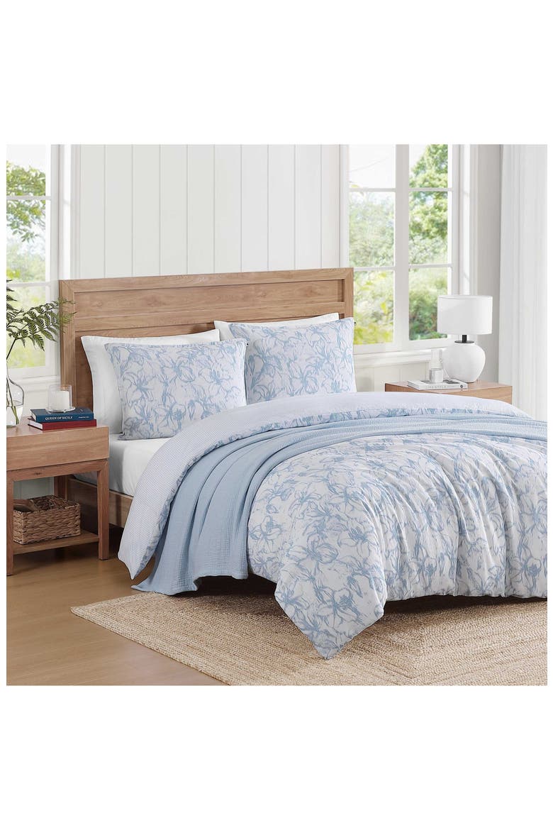 Ethereal Floral Cotton Slub Duvet Cover & Shams Set, Alternate, color, PASTEL BLUE