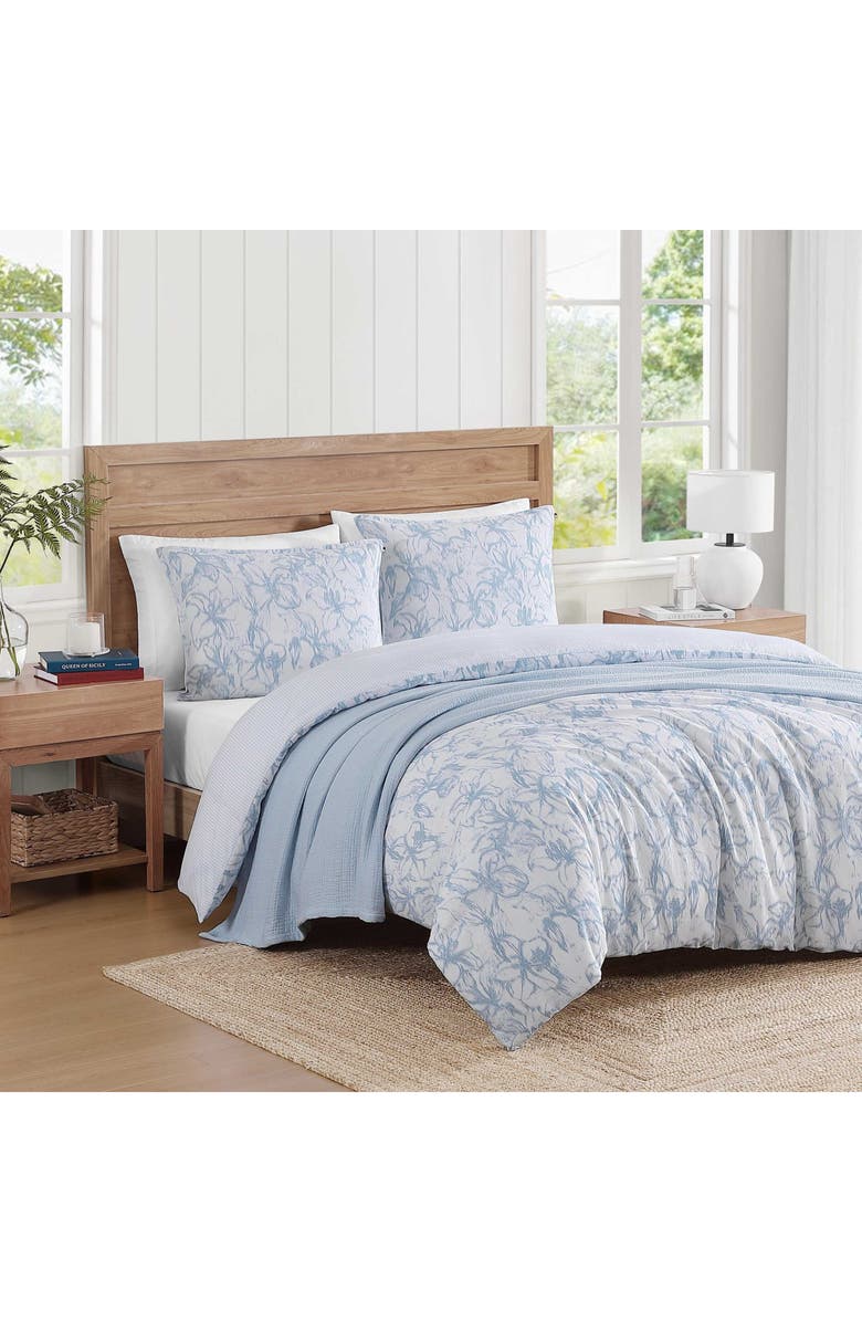 Tommy Hilfiger Ethereal Floral Cotton Slub Duvet Cover & Shams Set, Alternate, color, Pastel Blue
