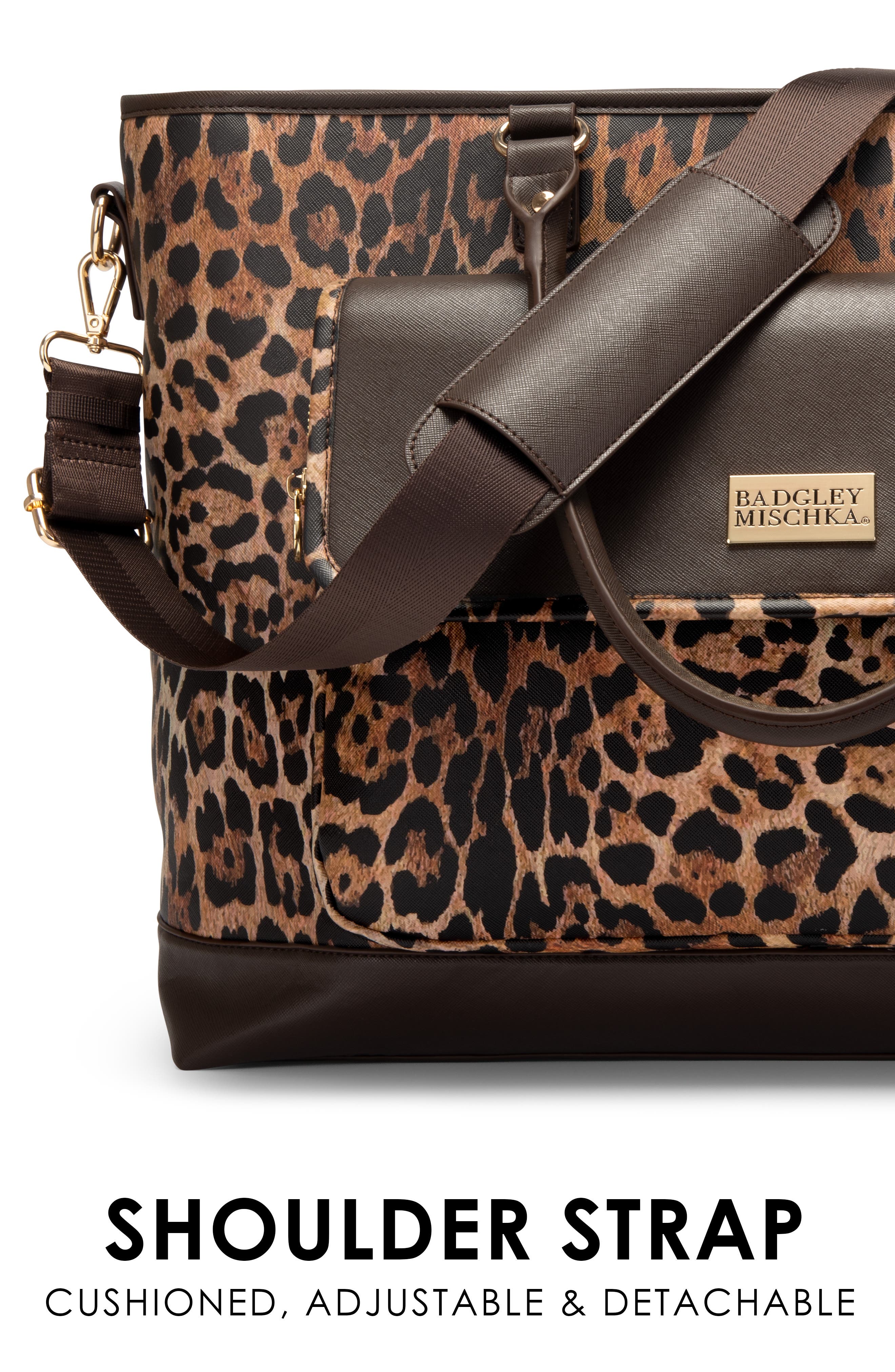 Leopard Lux Weekender Bag, Vegan Leather Duffel with Trolley Sleeve, Alternate, color, Leopard Lux