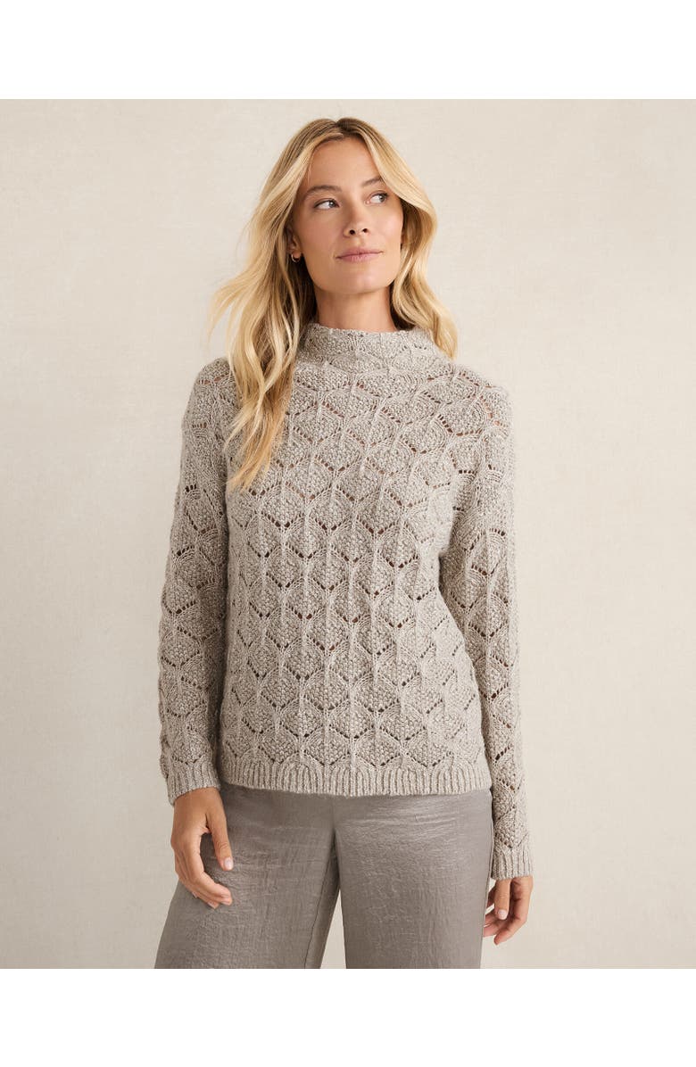 Haven Well Within Lurex Blend Pointelle Crewneck Sweater, Main, color, Oyster Shell W/ Lurex
