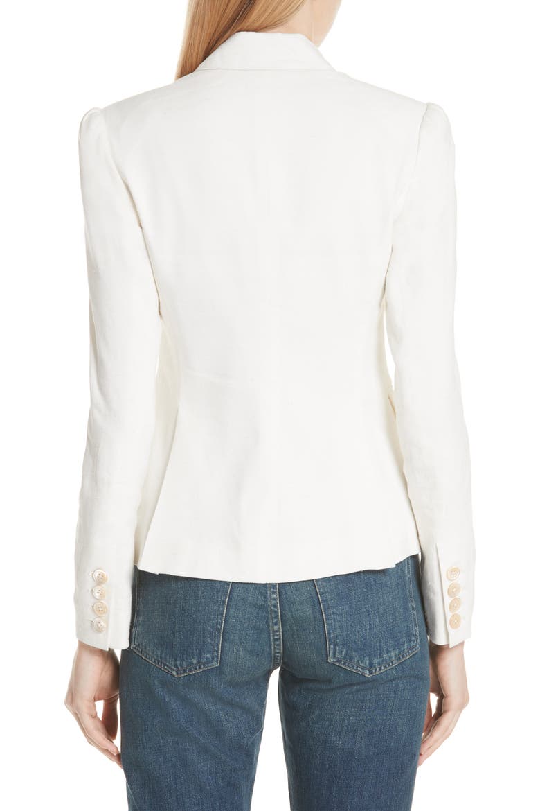 Stretch Linen Blend Blazer, Alternate, color, SNOW