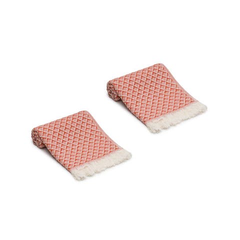 Serenity Grid Turkish Cotton Hand Towels - Set of 2