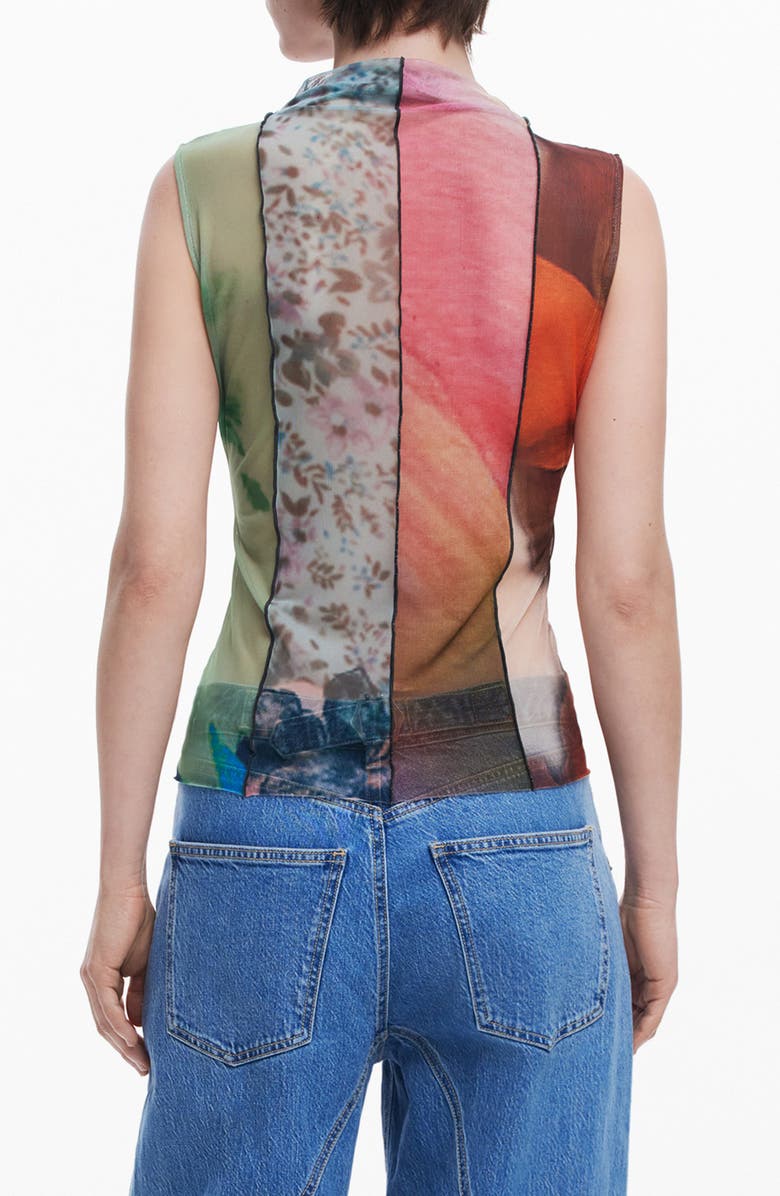 Desigual Mixed Print Mesh Tank, Alternate, color, Multi