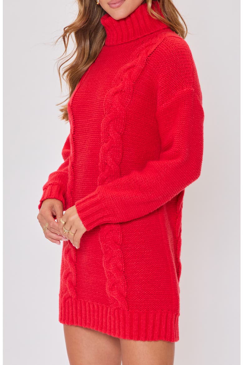 Olivia Turtleneck Long Sleeve Mini Sweater Dress, Alternate, color, RED