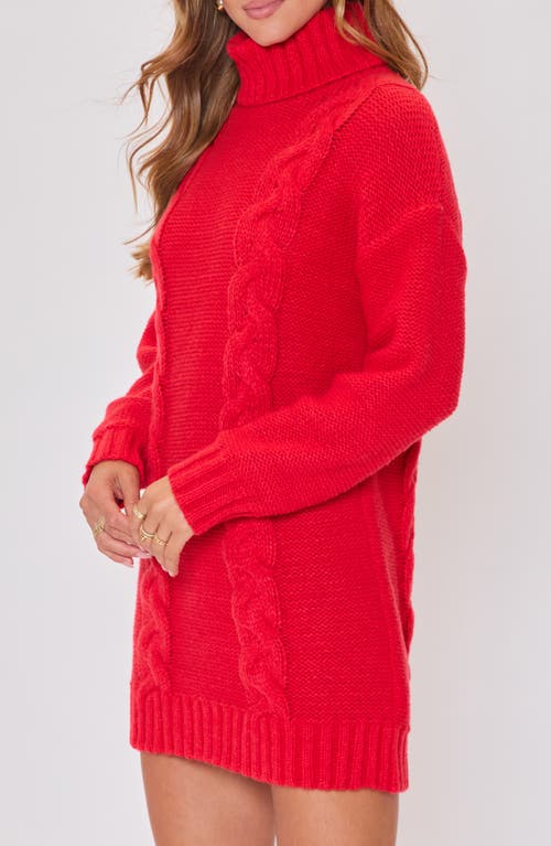 Vici Collection Olivia Turtleneck Long Sleeve Mini Sweater Dress In Red