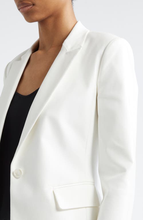 Shop Emporio Armani One-button Cotton Blend Blazer + In Off White