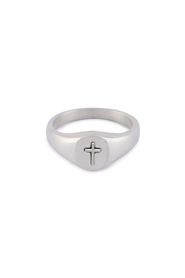 Cross Signet Ring, Main, color, SILVER