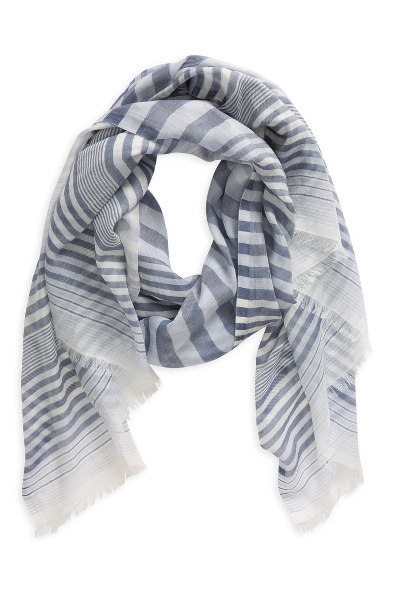 Variegated Stripe Wrap Scarf, Main, color, BLUE