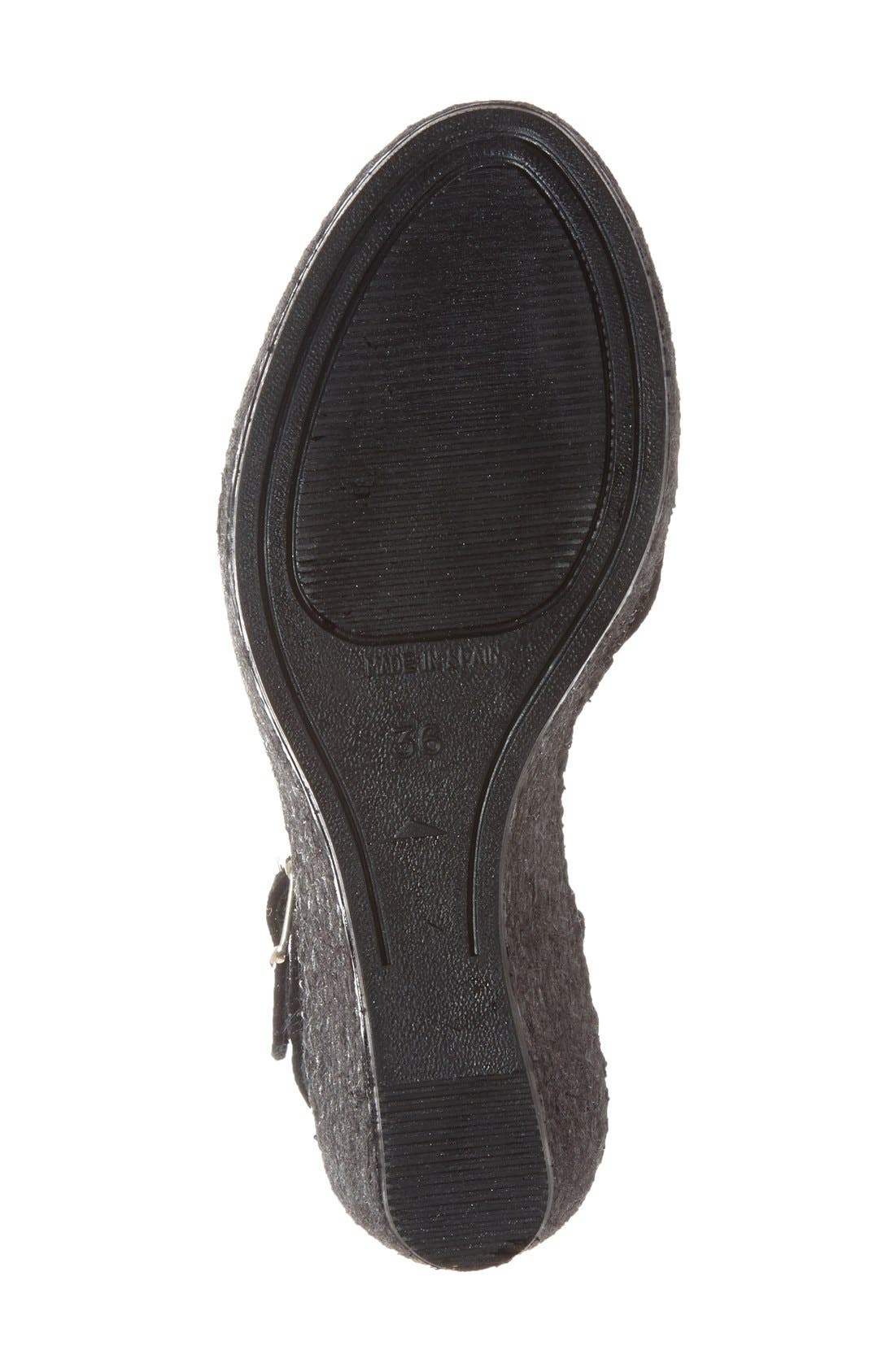 Lidia T-Strap Espadrille Wedge, Alternate, color, BLACK SUEDE