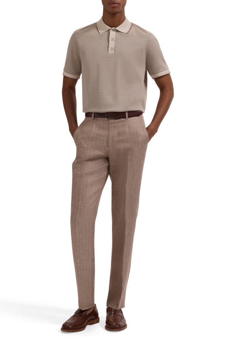Bugatchi Three Button Cotton Polo, Alternate, color, Almond