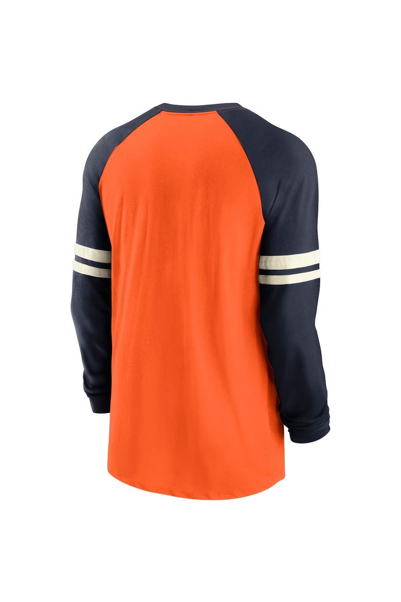 Men's Nike Orange/Navy Chicago Bears Throwback Raglan Long Sleeve T-Shirt, Alternate, color, Orange