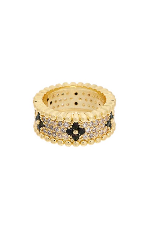 Floral Pavé Cubic Zirconia Band Ring