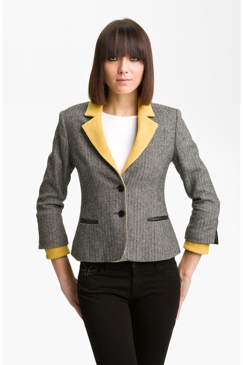 Houndstooth Blazer, Main, color, BLACK/ WHITE