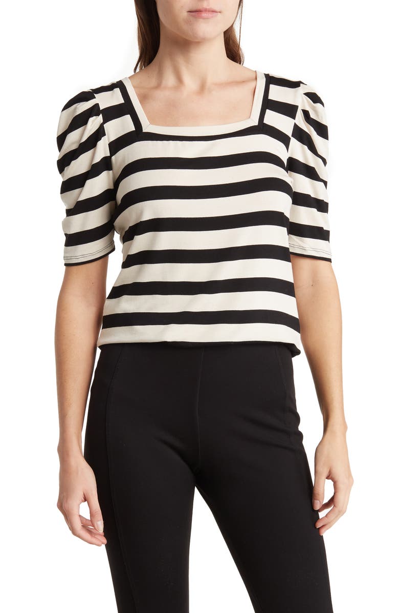 T Tahari Elbow Sleeve Square Neck Top, Main, color, 