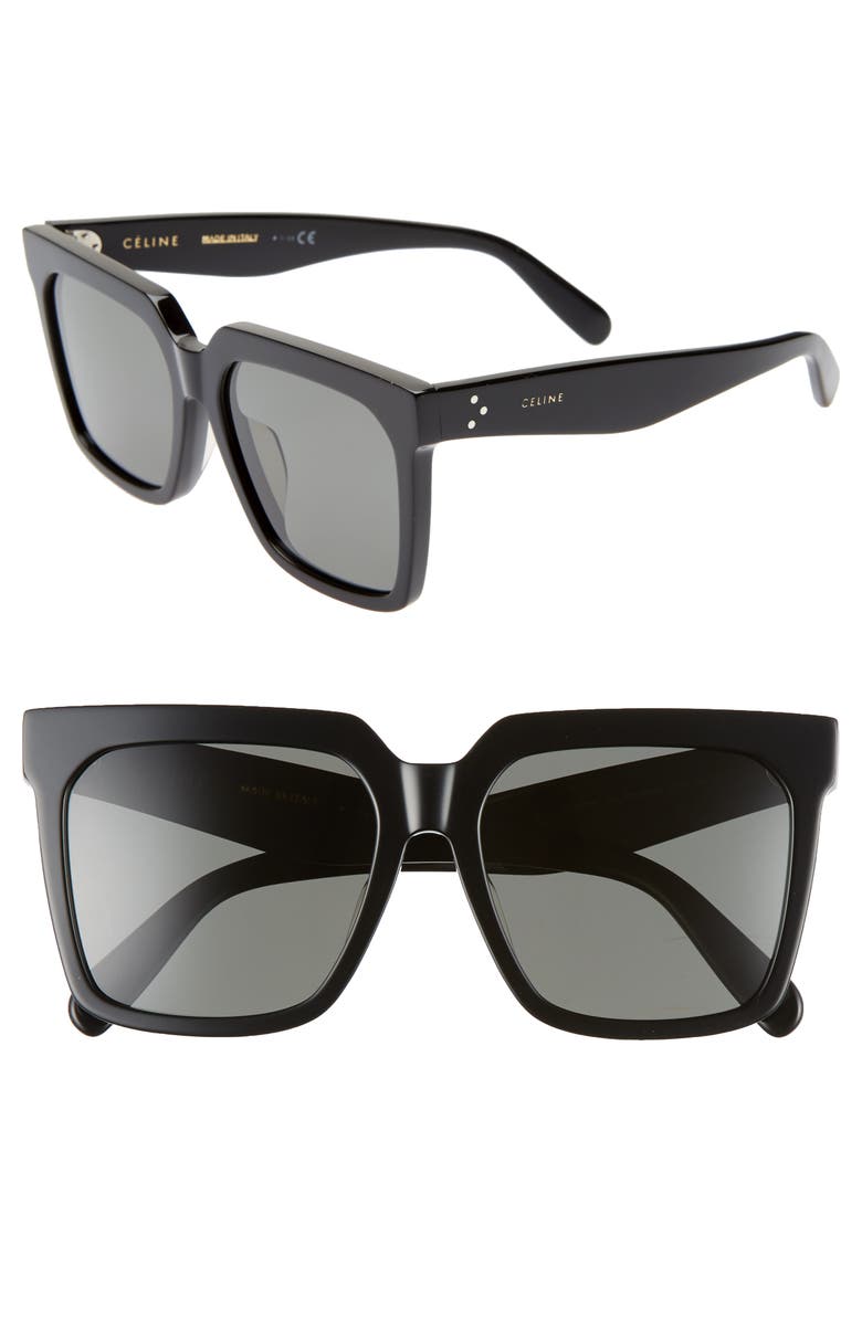 CELINE 55mm Polarized Square Sunglasses, Main, color,