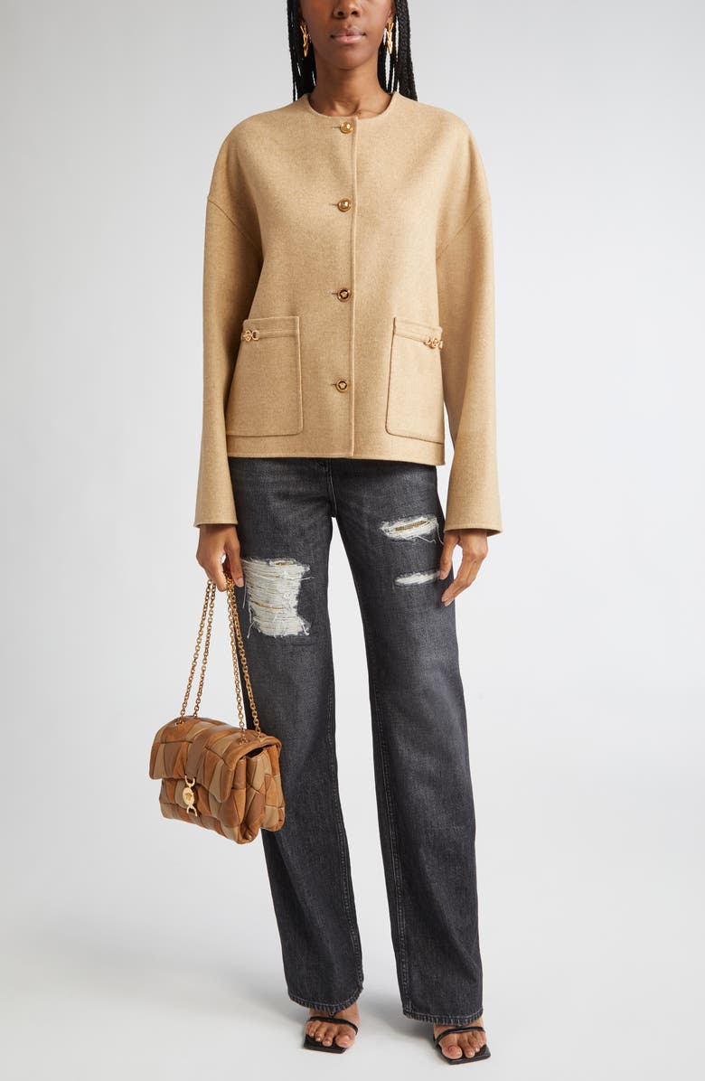 Versace Rip & Repair Straight Leg Jeans, Alternate, color, Black