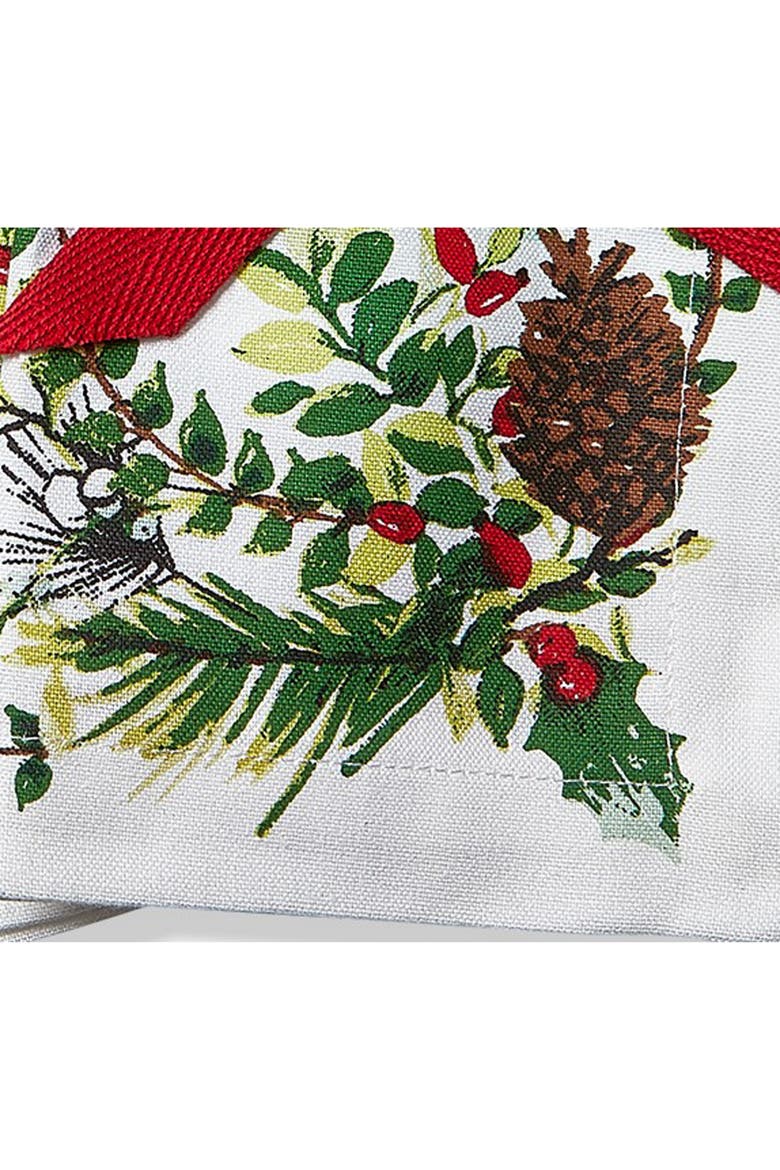 Winter Sprig Cotton Tablecloth Multicolor Christmas Design, Alternate, color, White