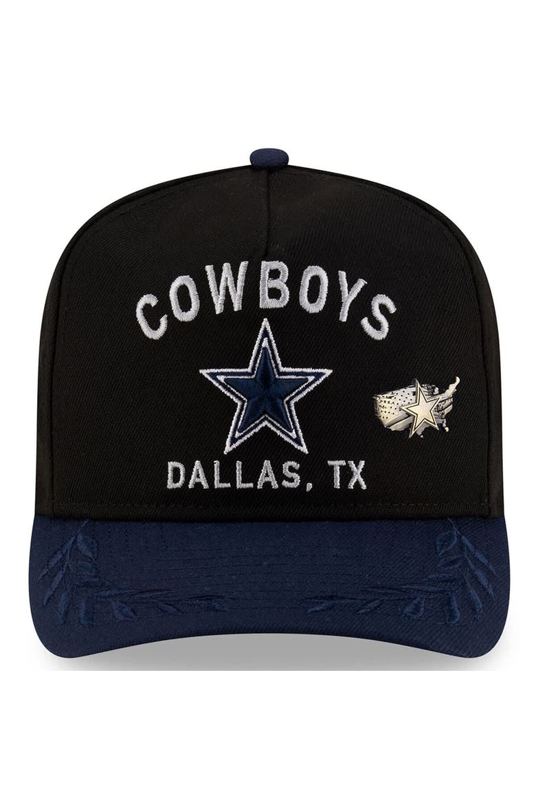 Men's New Era Black/Navy Dallas Cowboys 2025 NFL Draft On Stage A-Frame 59FIFTY Fitted Hat, Alternate, color, Black