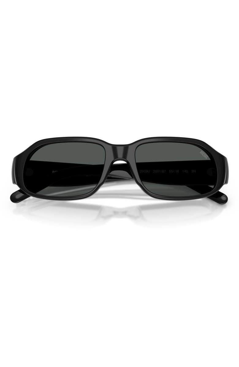 DIESEL<sup>®</sup> 55mm Oval Sunglasses, Alternate, color, Solid Black / Solid Black