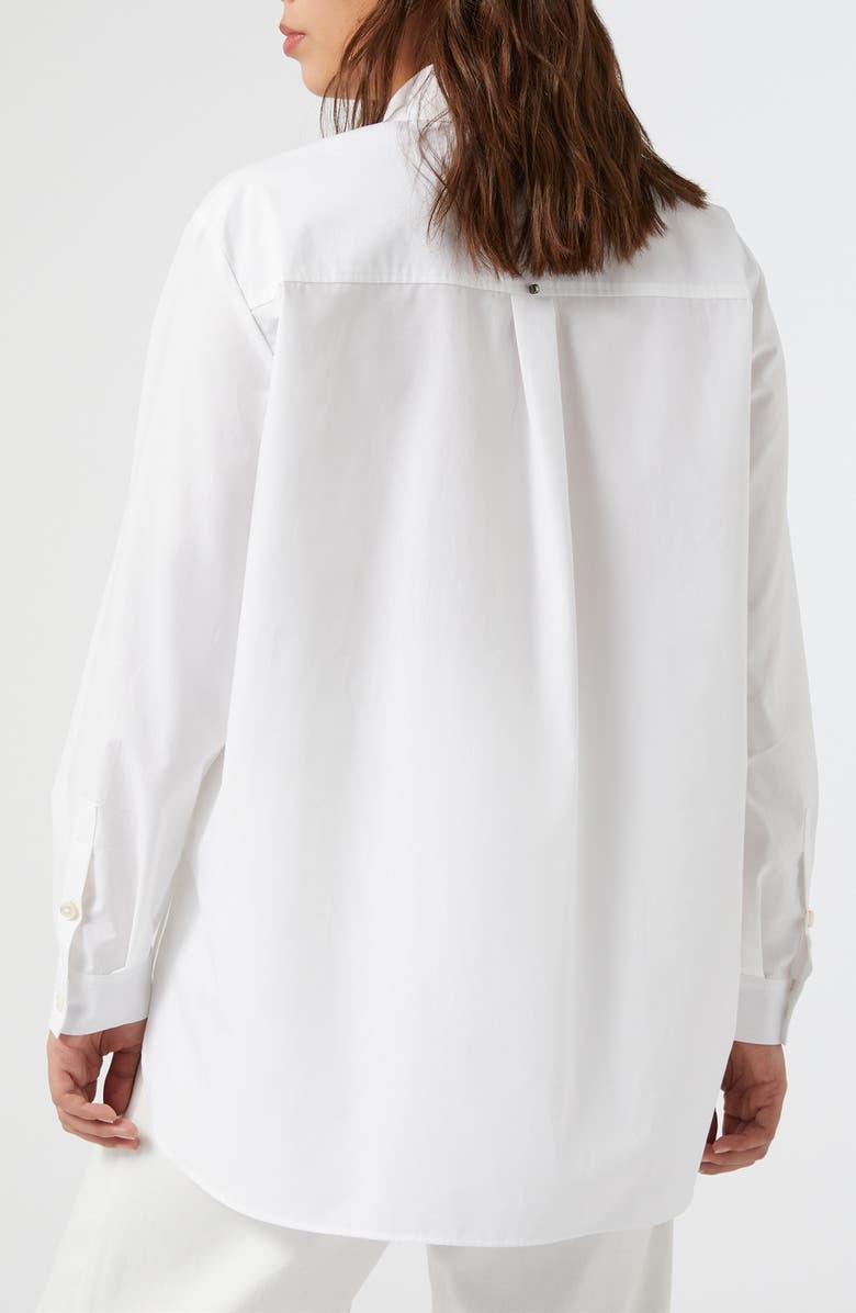 Marina Rinaldi Tartufo Placed Embroidery Cotton Button-Up Shirt, Alternate, color, Optical White