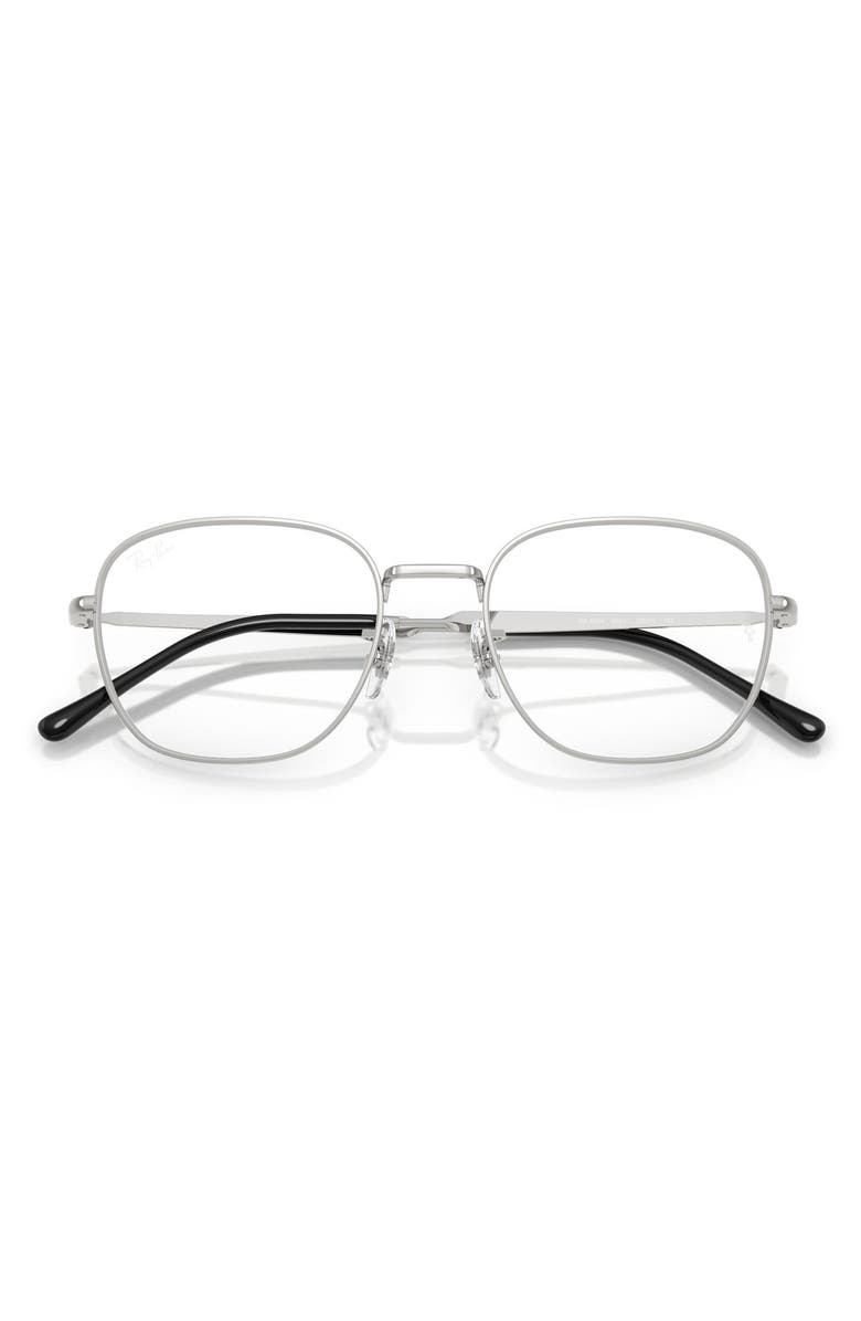 Ray-Ban 53mm Square Optical Glasses, Alternate, color, Silver