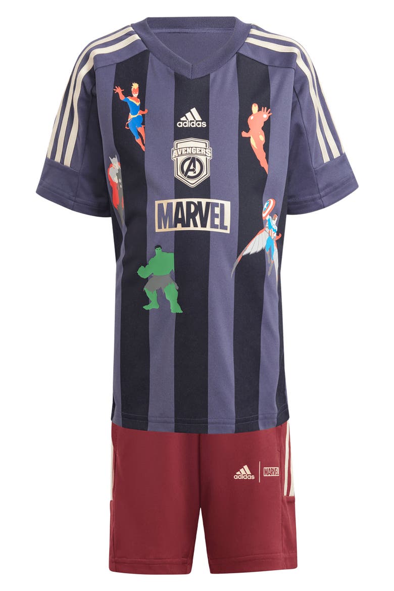 Kids' x Marvel Comics Avengers T-Shirt & Shorts Set, Main, color, SHADOW NAVY/ LEGEND INK/ GOLD